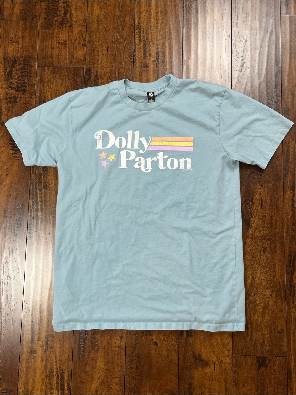 DOLLY PARTON Shirt Country Artist Blue Faded Look Jolene Size LARGE